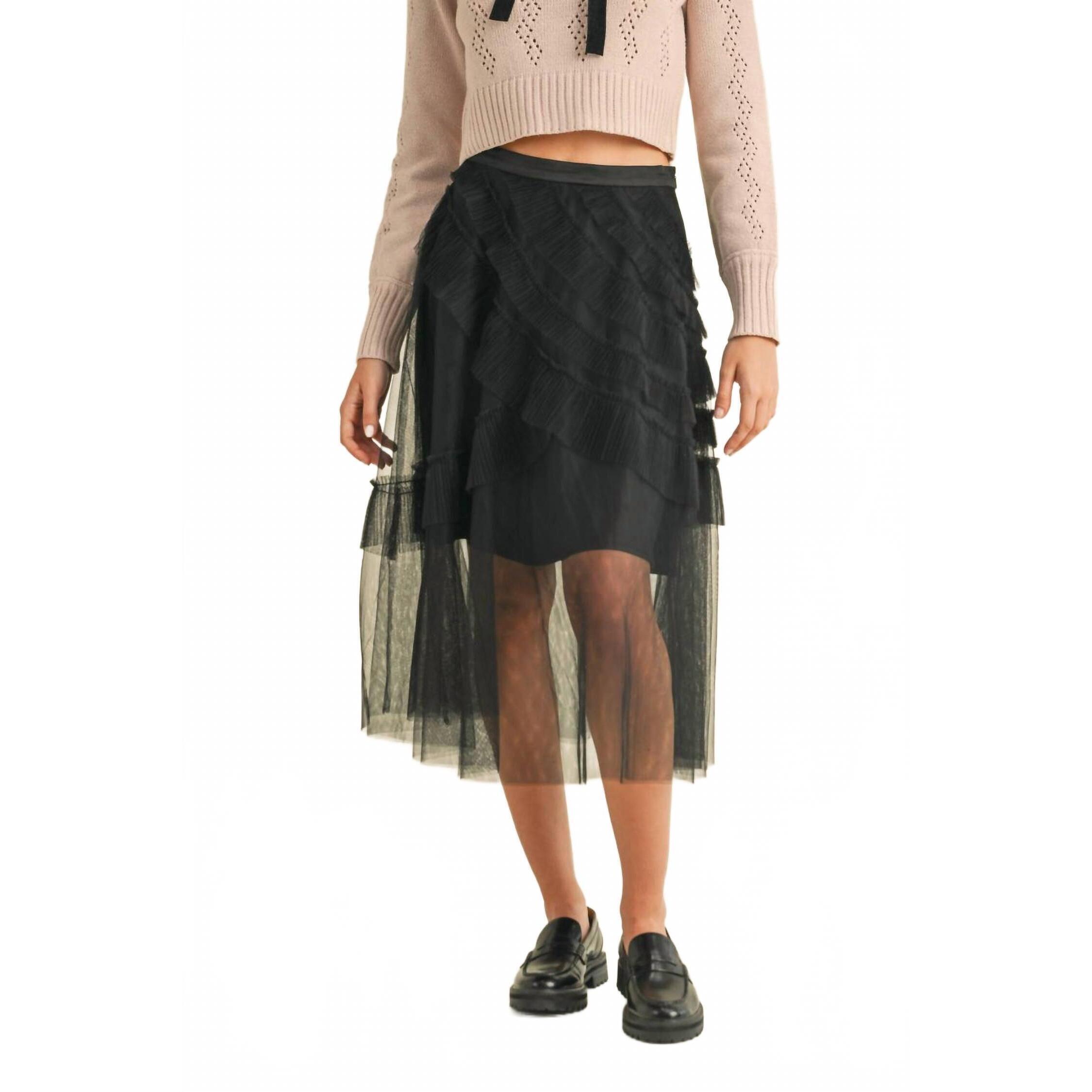 New Heyson Women's Wfrill Mesh Tulle Midi Skirt In Black